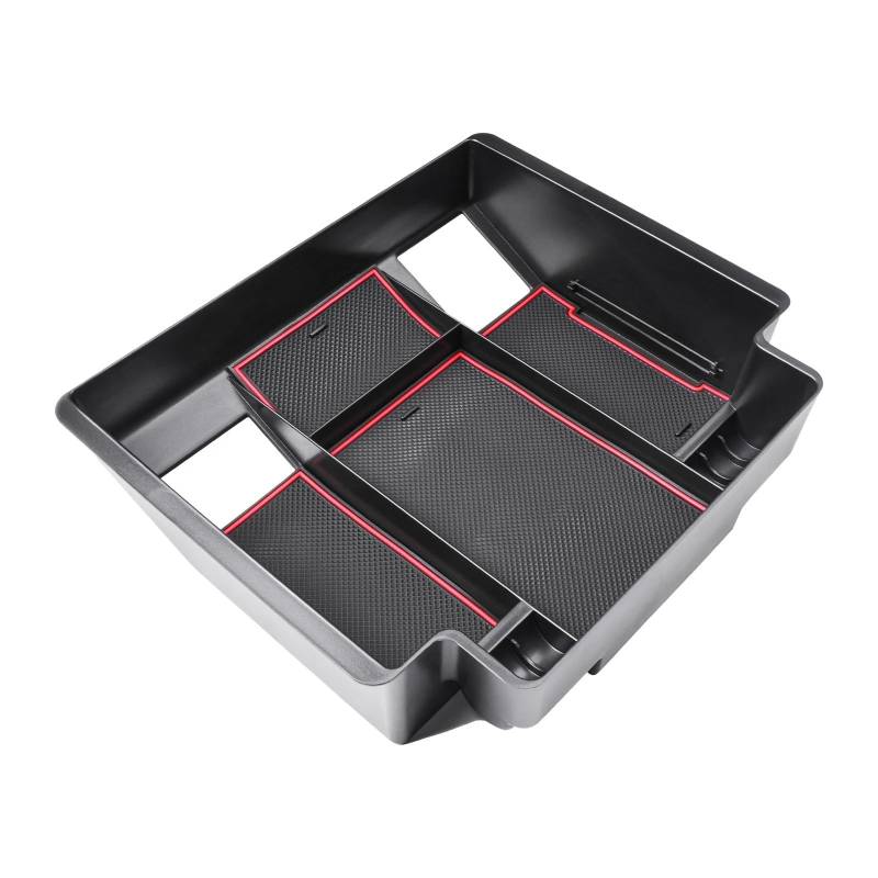 PUNICS Auto Zentrale Steuerung Tray Kompatibel Mit Chevrolet Für Silverado 1500 2023, Auto-Mittelkonsole, Armlehne, Aufbewahrungsbox, Container, Handschuh-Organizer, Gehäuse, Zubehör(Red) von PUNICS