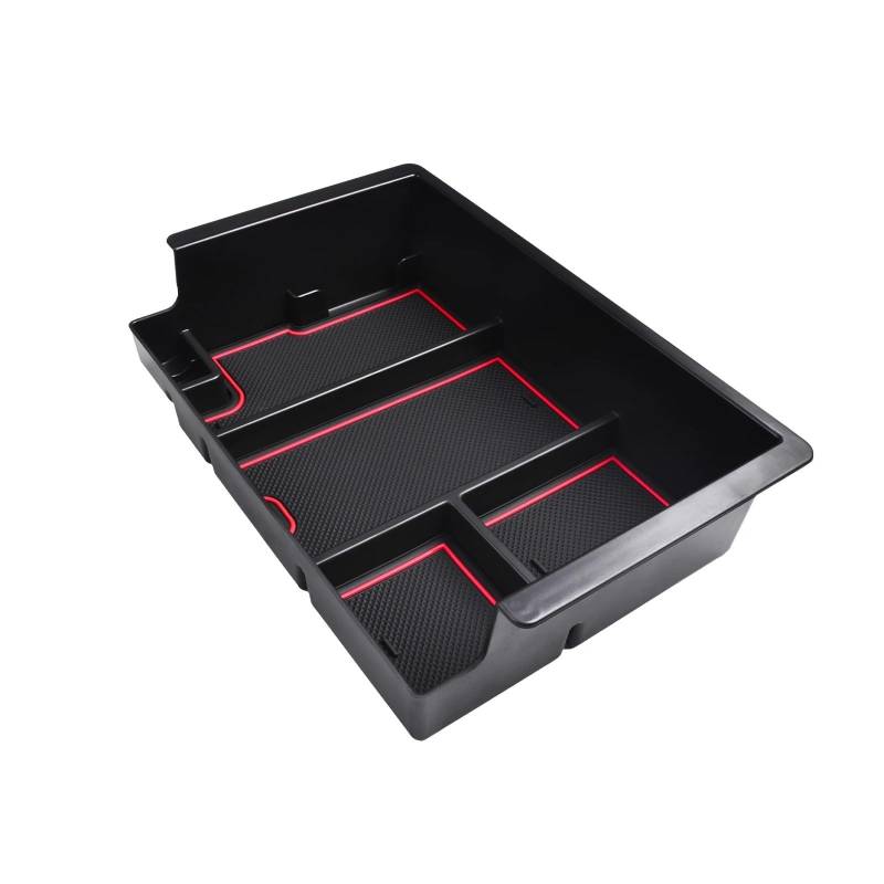 PUNICS Auto Zentrale Steuerung Tray Kompatibel Mit Chevrolet Für Silverado 2014–2018 Für Suburban Für Tahoe 2015–2020 Auto-Innenraum-Mittelkonsolen-Organizer-Ablage-Zubehör(Red Line) von PUNICS