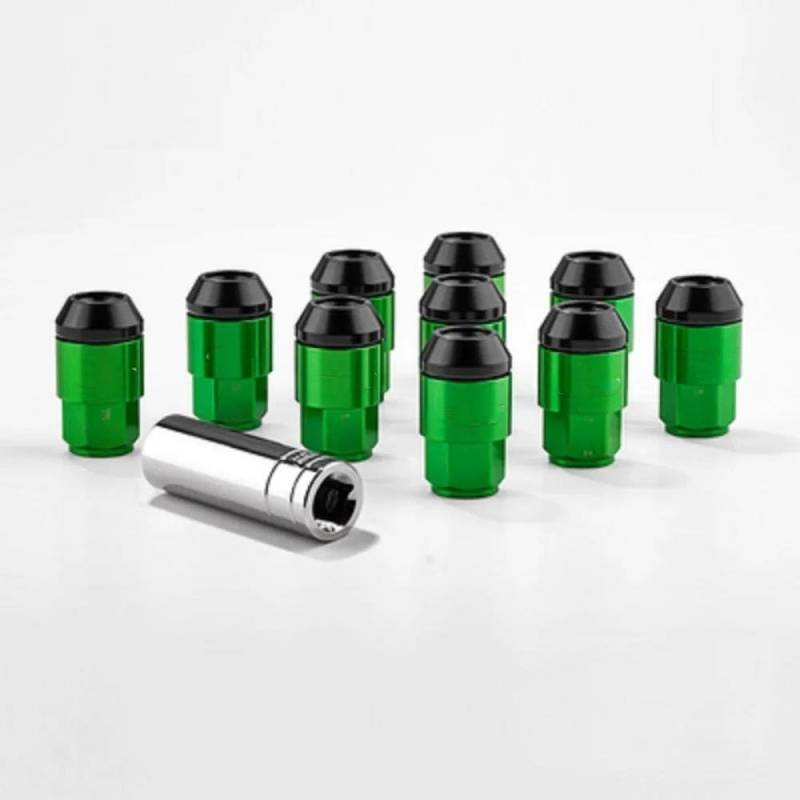 PUNICS Autozubehör Aluminium Eisen Außenteile Radschrauben Auto Radmuttern Radmuttern Nabenschraube M14x1.5 20St Radnabenmuttern(Green) von PUNICS