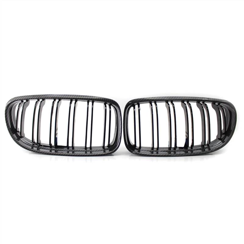 PUNICS Frontgrill Kompatibel Mit E90 E91 2009 2010 2011 2012 Obere Kühlergrill-Abdeckung Carbon-Faser-Stoßfänger-Auto-Front-Nieren-Grill-Doppellamellen-Grill(Fiber Bumper) von PUNICS