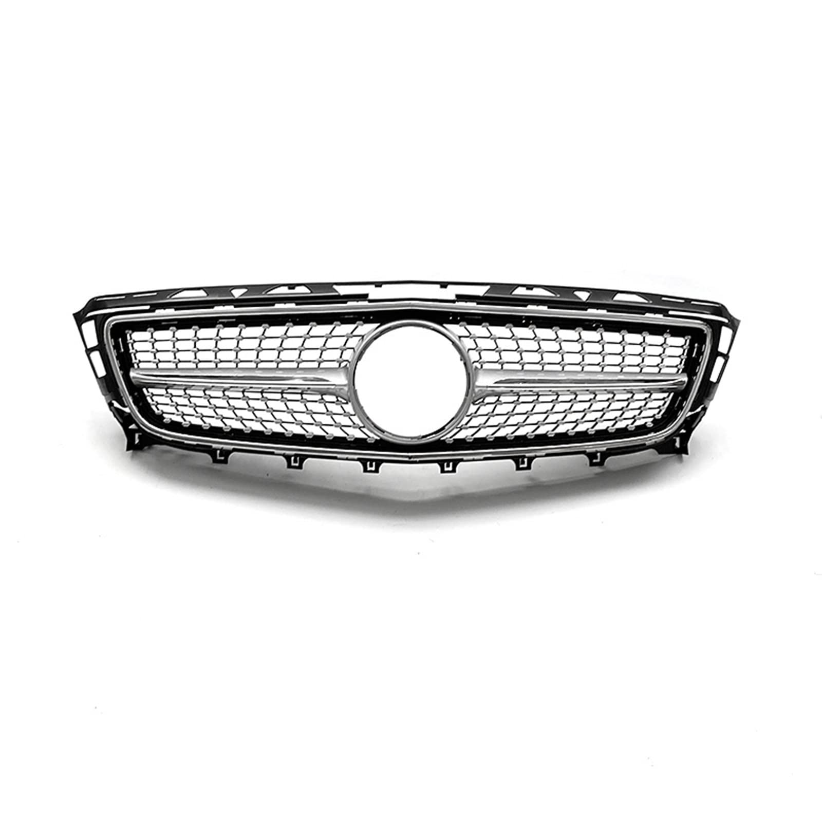 PUNICS Frontgrill Kompatibel Mit Mercedes Für Benz Für W218 CLS350 CLS500 2011 2012 2013 2014 Obere Stoßstange Ansaughaube Wabenstil Mesh Vent Mesh Grid Frontgrill(Silver) von PUNICS