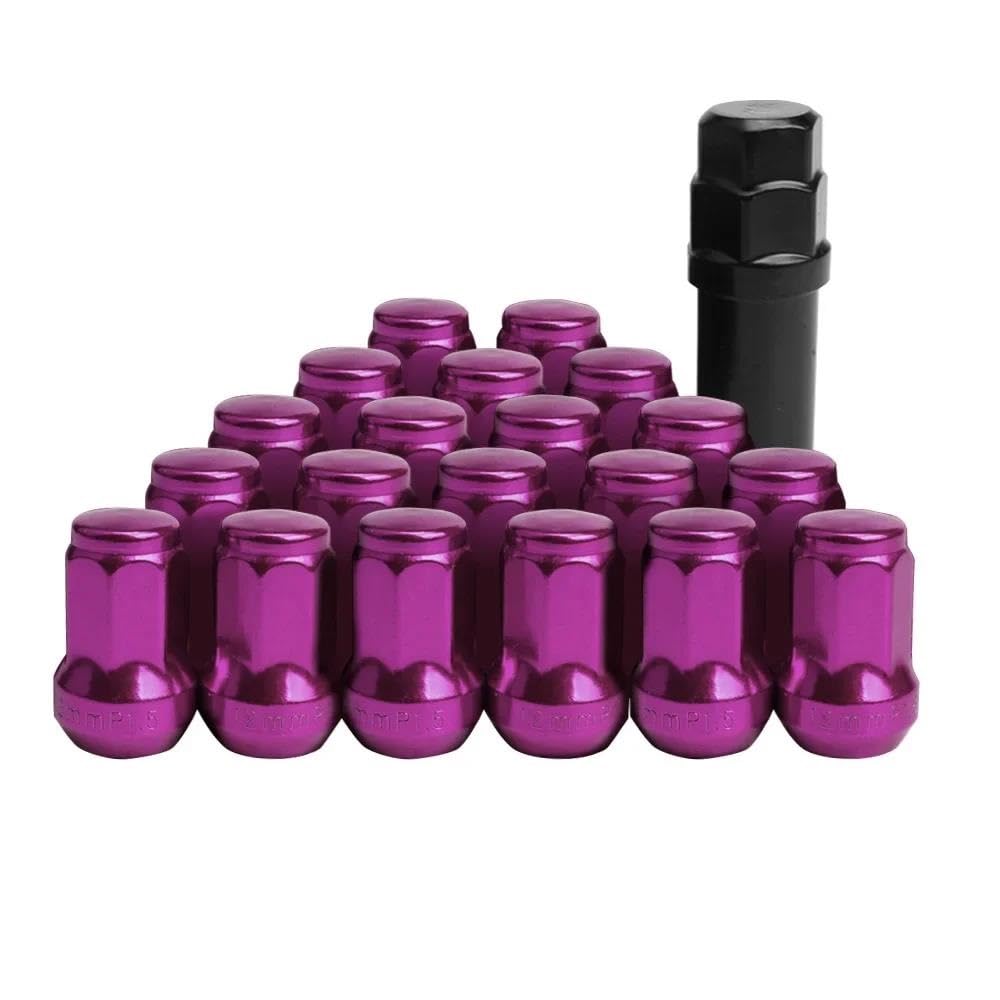 PUNICS Kompatibel Mit Infiniti Stahl-Auto-Radmuttern, Schraube M12 X 1,5 M12 X 1,25, 32 Mm, Radmutter, Radmuttern, 20 Stück Radnabenmuttern(Purple,M12x1.25) von PUNICS