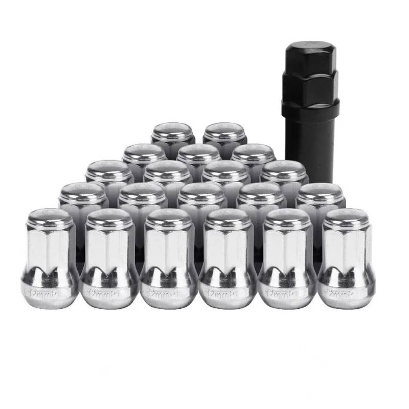 PUNICS Kompatibel Mit Infiniti Stahl-Auto-Radmuttern, Schraube M12 X 1,5 M12 X 1,25, 32 Mm, Radmutter, Radmuttern, 20 Stück Radnabenmuttern(Silver,M12x1.5) von PUNICS