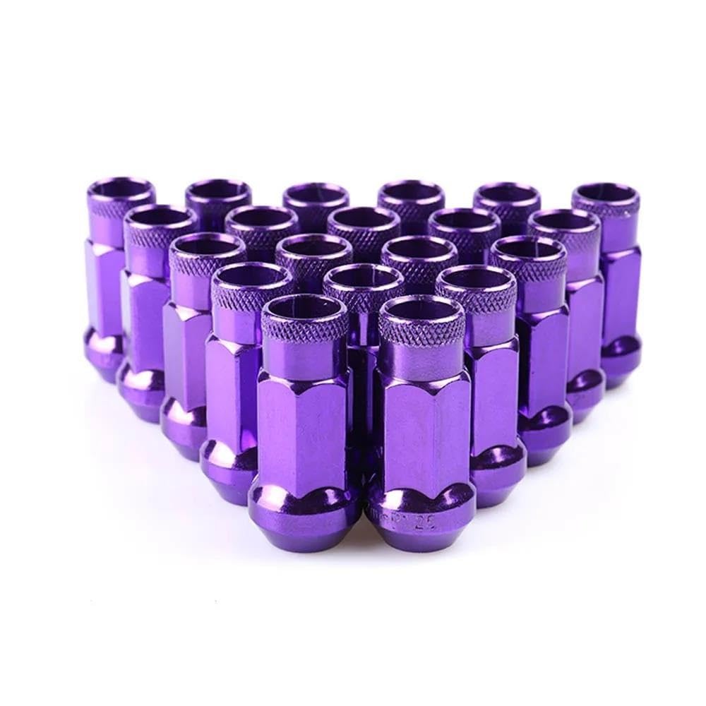 PUNICS Kompatibel Mit Mazda Radstahlmuttern, Felgen, Tuner-Radmuttern, Radschrauben M12 X 1,5, M12 X 1,25, 20 Stück Radnabenmuttern(Purple,M12x1.25v) von PUNICS