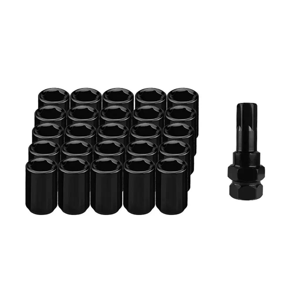 PUNICS Kompatibel Mit Mitsubishi Autoradmuttern Verlängerte Radmuttern Aus Stahl, Schraube M12 X 1,25, M12 X 1,5, 32 Mm, Radmutternschraube Zubehör, 20 Stück Radnabenmuttern(Black,M12x1.5) von PUNICS