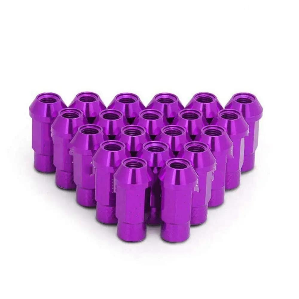 PUNICS Kompatibel Mit Toyota Aluminium-Radschrauben Radmuttern M12x1,25 M12x1,5 Autozubehör 50mm 20 STK Radnabenmuttern(Purple,M12x1.25) von PUNICS