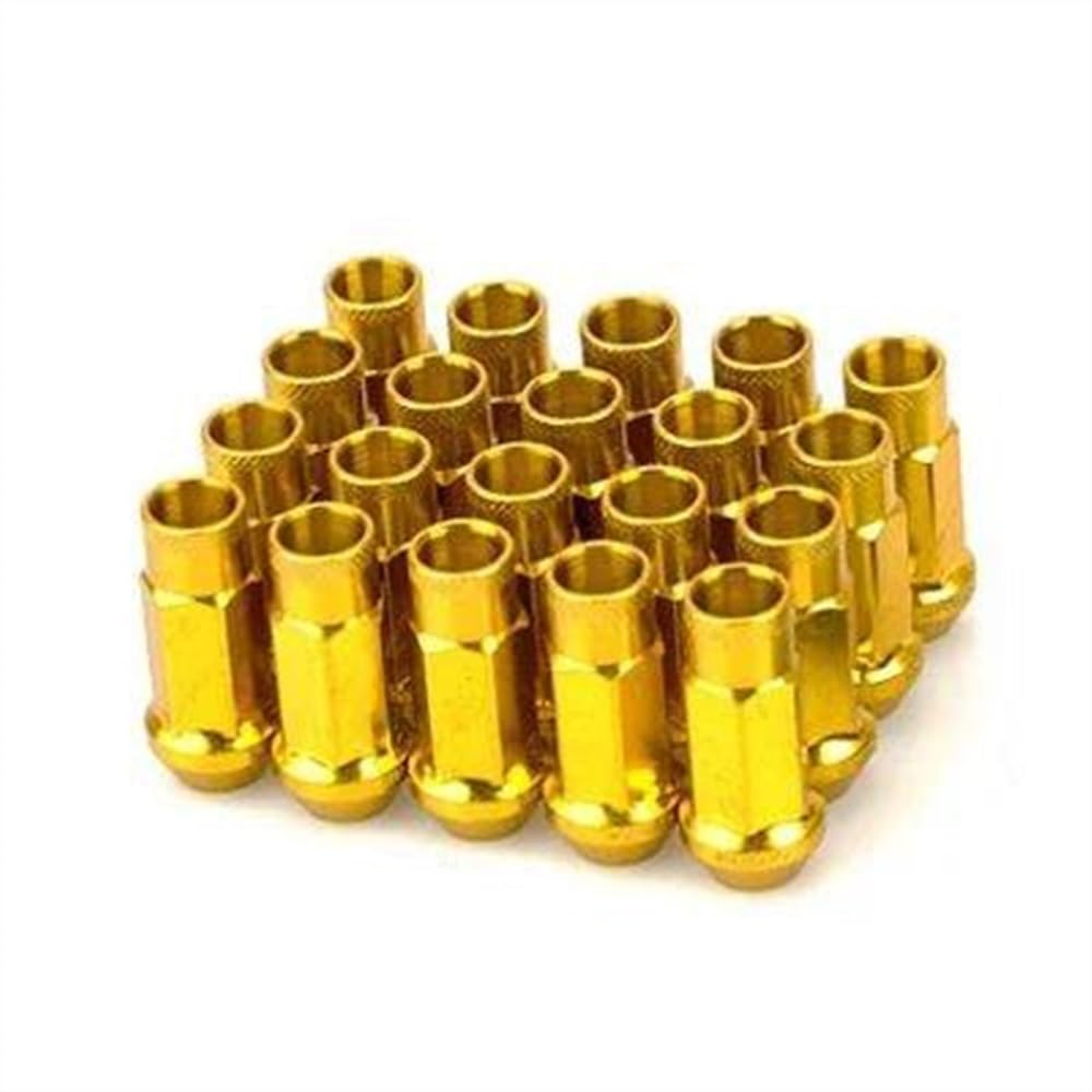 PUNICS Universal-Radmuttern Aus Stahl, Auto-Stahlfelgenmuttern Mit Verlängerter Radmuttern M12 X 1,5/1,25, Autozubehör, 20 Stück Radnabenmuttern(Gold,M12x1.25) von PUNICS