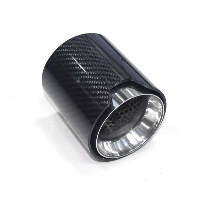 Abgasrohr 1Stück 70MM Auto Auspuff Glänzend/Matt Schwarz Carbon Fiber Hinten Trim Schwanz Tipps Rohr Rohr Schalldämpfer Schalldämpfer Auto Abgasrohr(63mm Inlet Silver) von PUQWRIM