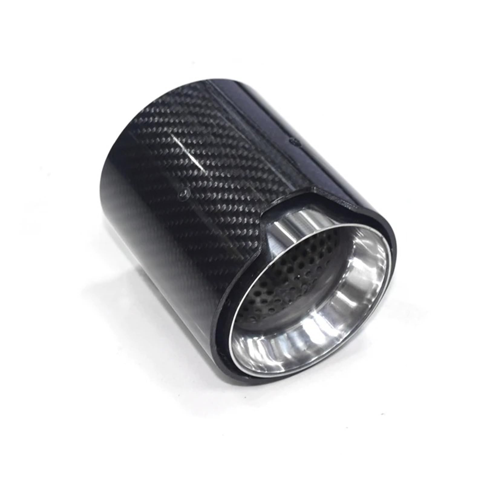 Abgasrohr 1Stück 70MM Auto Auspuff Glänzend/Matt Schwarz Carbon Fiber Hinten Trim Schwanz Tipps Rohr Rohr Schalldämpfer Schalldämpfer Auto Abgasrohr(70mm Inlet Silver) von PUQWRIM