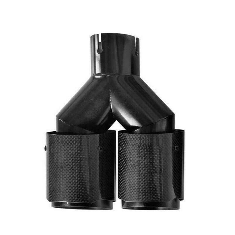 Abgasrohr 63 MM Universal Y Form Doppel Auto Auspuff Carbon Faser Schalldämpfer Spitze Rohr Trim Düse Rohr Schalldämpfer Auto Abgasrohr(Left 76mm-101mm) von PUQWRIM