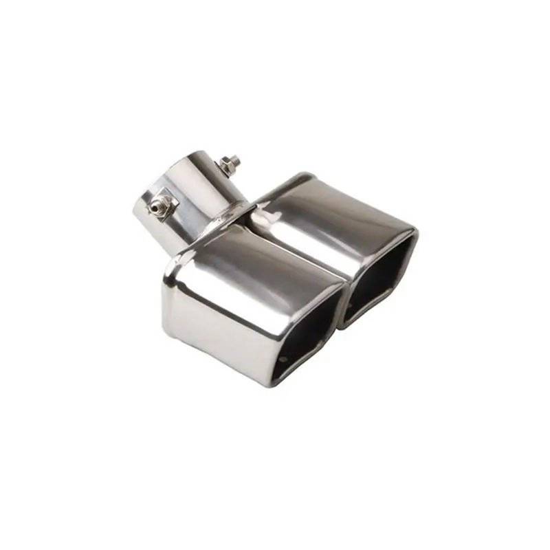 Abgasrohr Dual Outlet Auto Auspuffspitze Edelstahl Auspuffspitzen Schalldämpfer Schwanz Doppelrohr Rohrspitzen Universal Auto Abgasrohr(Dual Silver Curved) von PUQWRIM