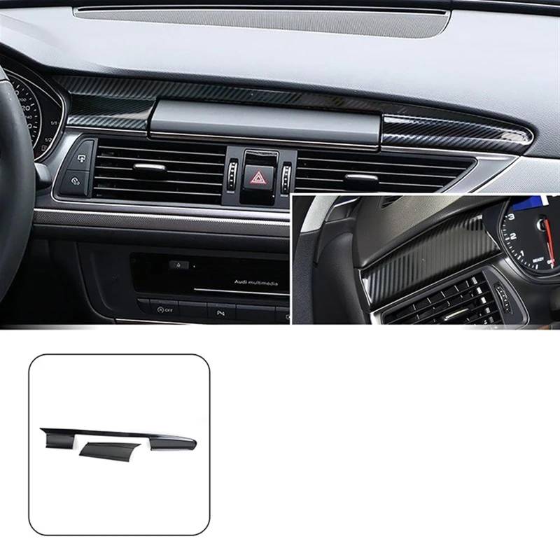 Automobilinnenraum Für A6 Für C7 2012 2013 2014 2015 2016 2017 2018 LHD Edelstahl Innen Zubehör Auto Styling Mittelkonsole Dashboard Navigation Trim Streifen Innenverkleidung Mittelkonsole(Carbon Fibe von PUQWRIM