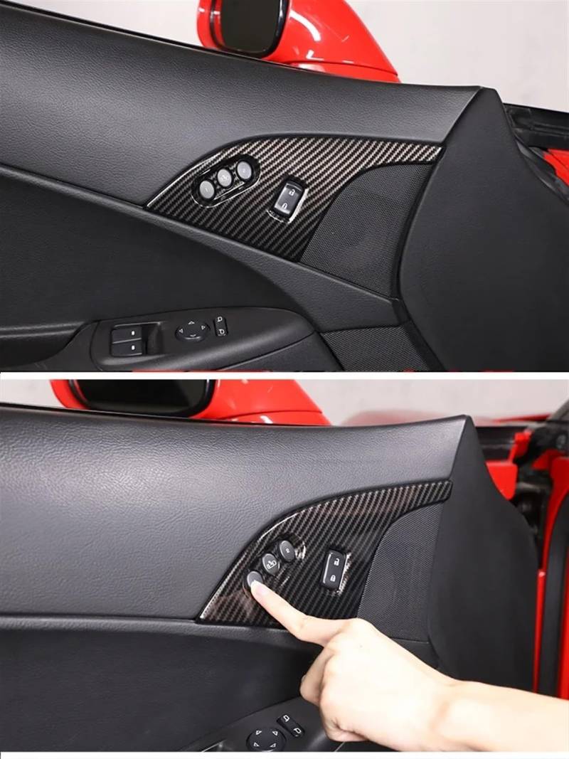 Automobilinnenraum Für Chevrolet Für Corvette Für C6 2005 2006 2007 2008 2009 2010 2011 2012 2013 Auto Glas Lift Rahmen Armlehne Box Schutzhülle Aufkleber Auto Zubehör Innenverkleidung Mittelkonsole(1 von PUQWRIM