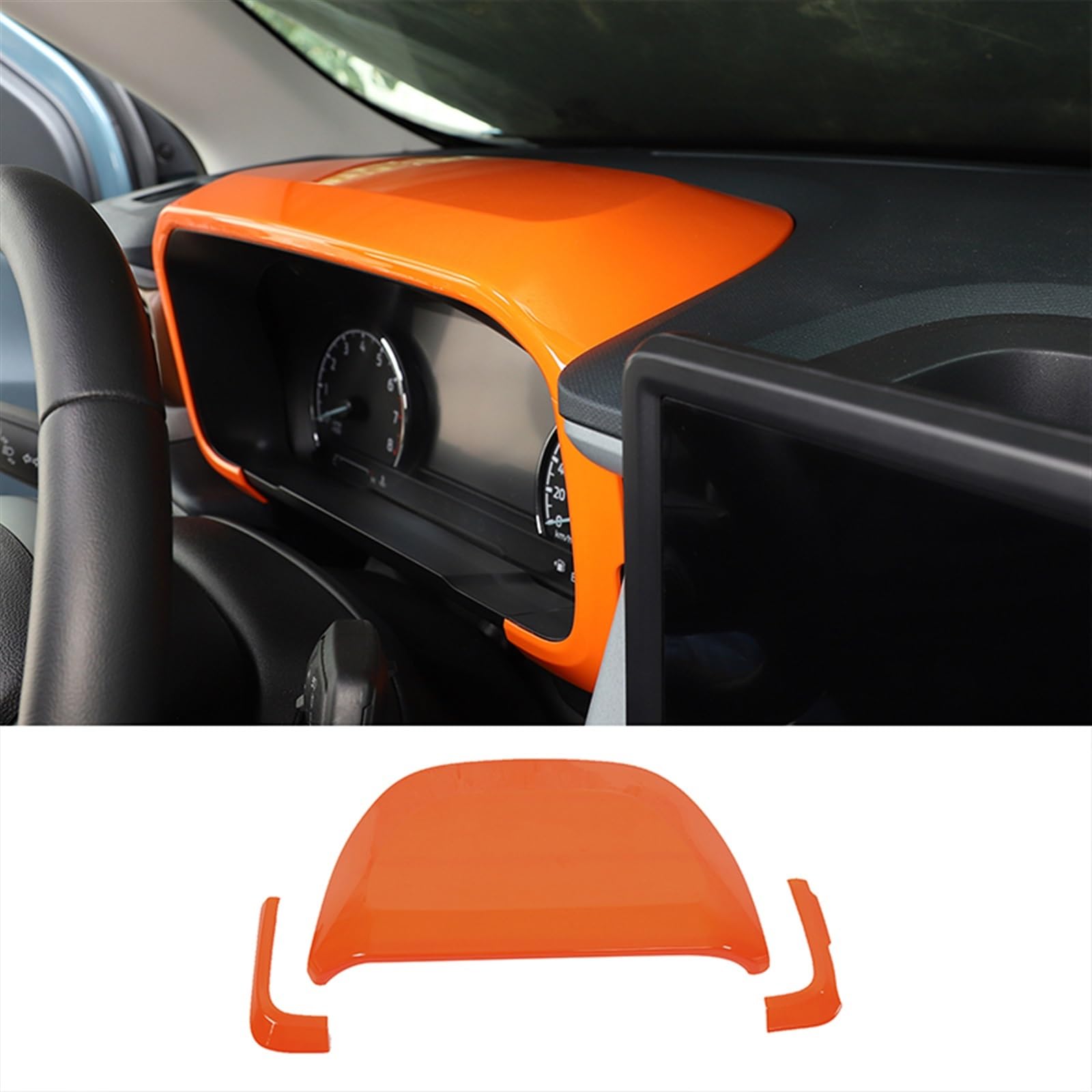 Automobilinnenraum Für Ford Für Maverick 2022 ABS Carbon Faser Auto Lenkrad Center Konsole Instrument Panel Abdeckung Trim Aufkleber Auto Zubehör Innenverkleidung Mittelkonsole(Orange) von PUQWRIM