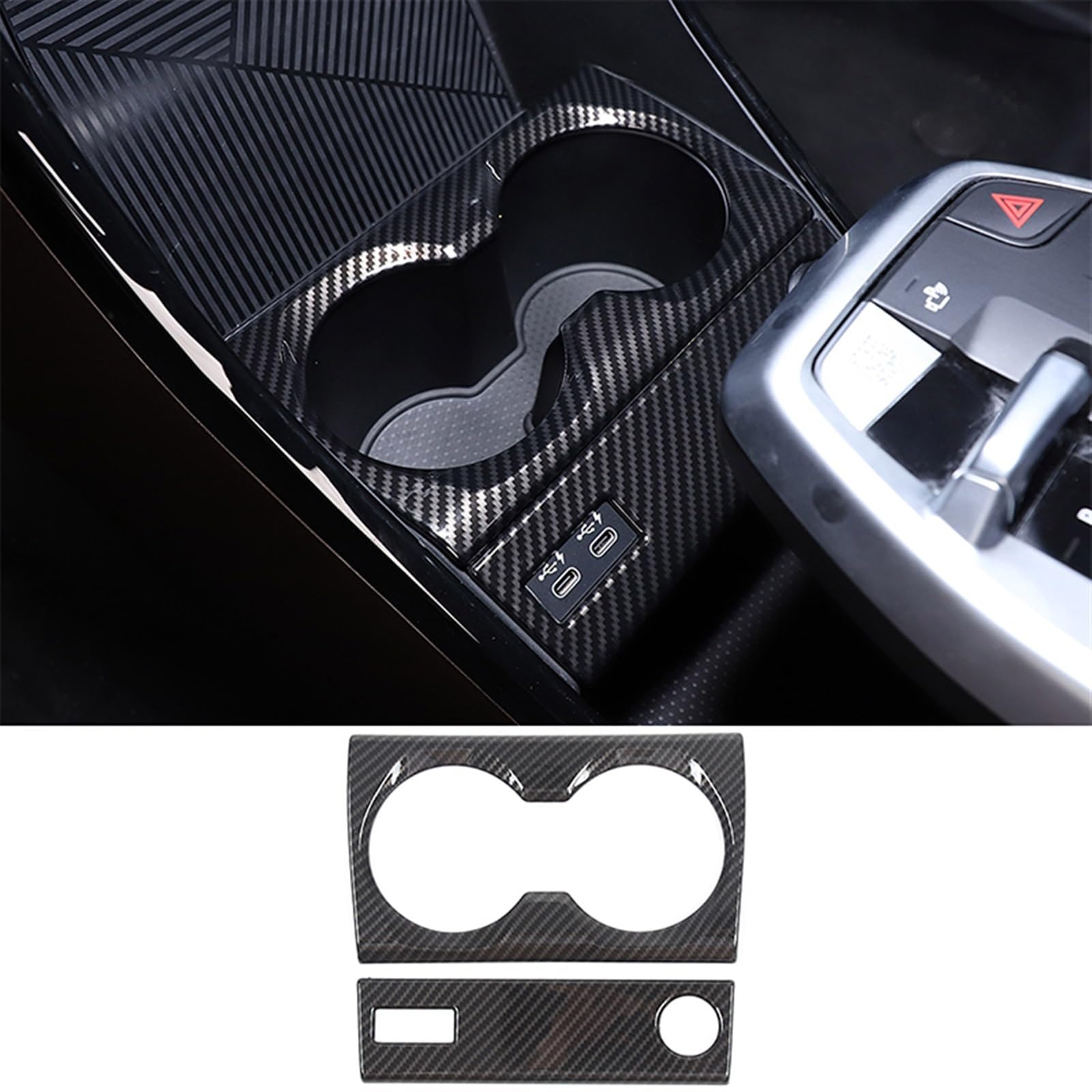 Automobilinnenraum Für IX1 Für X1 Für U10 Für U11 2023 2024 ABS Carbon Faser Auto Center Konsole Panel Wasser Tasse Halter Panel Auto Innen Zubehör Innenverkleidung Mittelkonsole(Style 1) von PUQWRIM