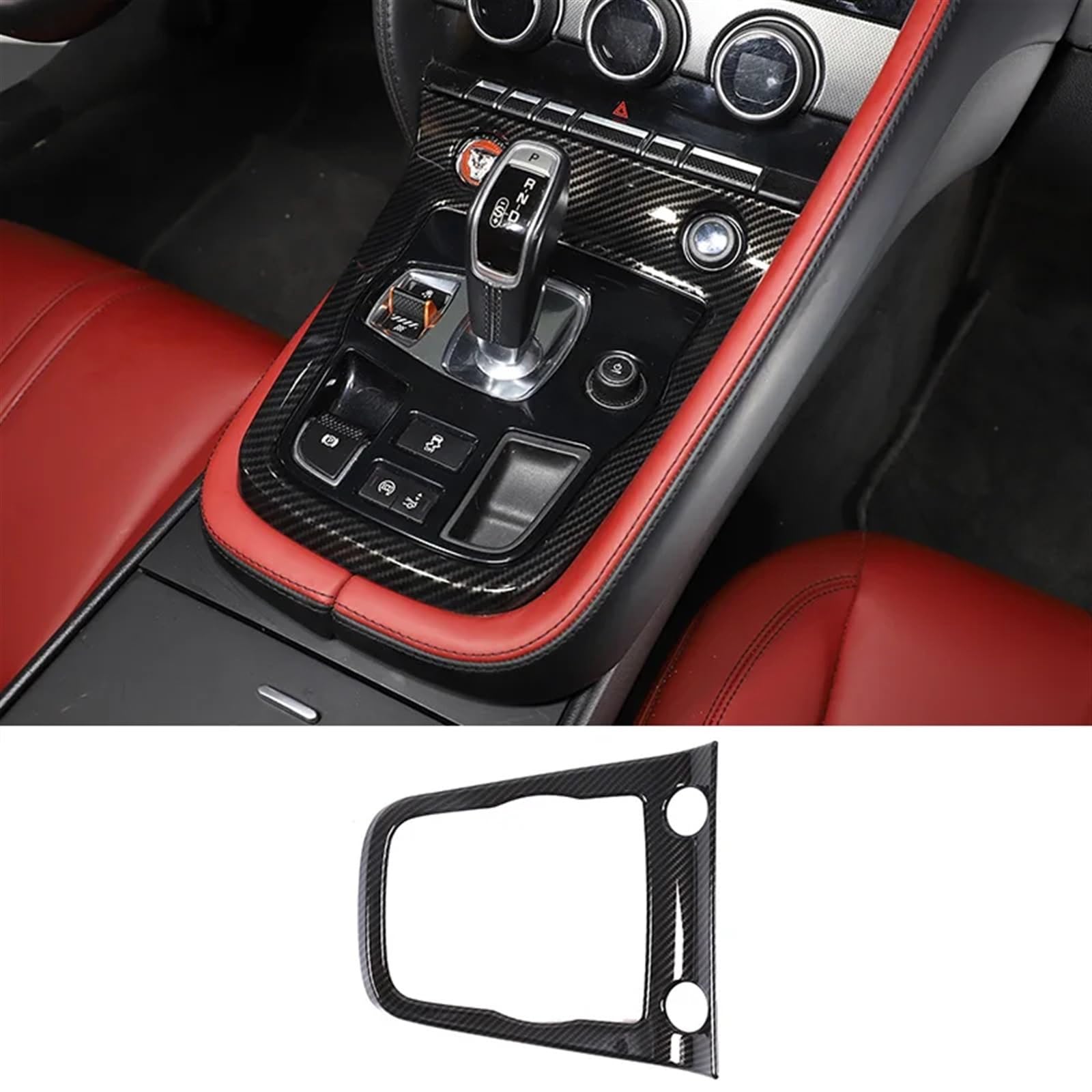 Automobilinnenraum Für Jaguar Für F-TYPE 2013 2014 2015-2024 ABS Carbon Faser Auto Interior Center Konsole Gangschaltung Panel Abdeckung Rahmen Aufkleber Trim Zubehör Innenverkleidung Mittelkonsole(St von PUQWRIM