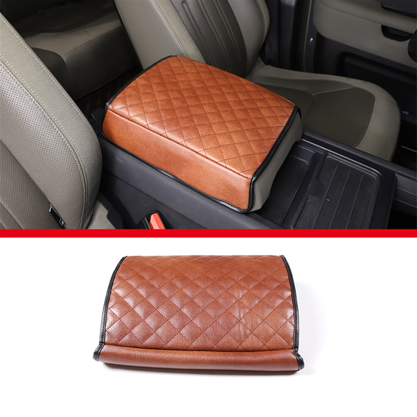 Automobilinnenraum Für Land Für Rover Für Defender 110 2020 2021 2022 2023 2024 Auto Sitz Armlehne Center Console Box Abdeckung Auto Zubehör Innenverkleidung Mittelkonsole(Style E Brown) von PUQWRIM