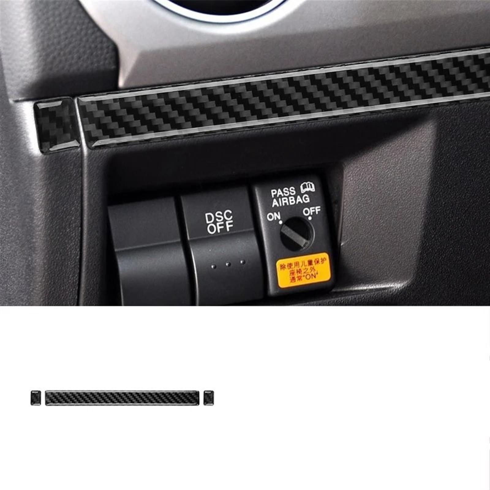 Automobilinnenraum Für Mazda Für MX-5 Für MX5 Für Miata Für NC 2009 2010-2015 Co-pilot Dashboard Trim Streifen Abdeckung Aufkleber Auto Zubehör 3D Carbon Faser Innen Innenverkleidung Mittelkonsole(Sty von PUQWRIM