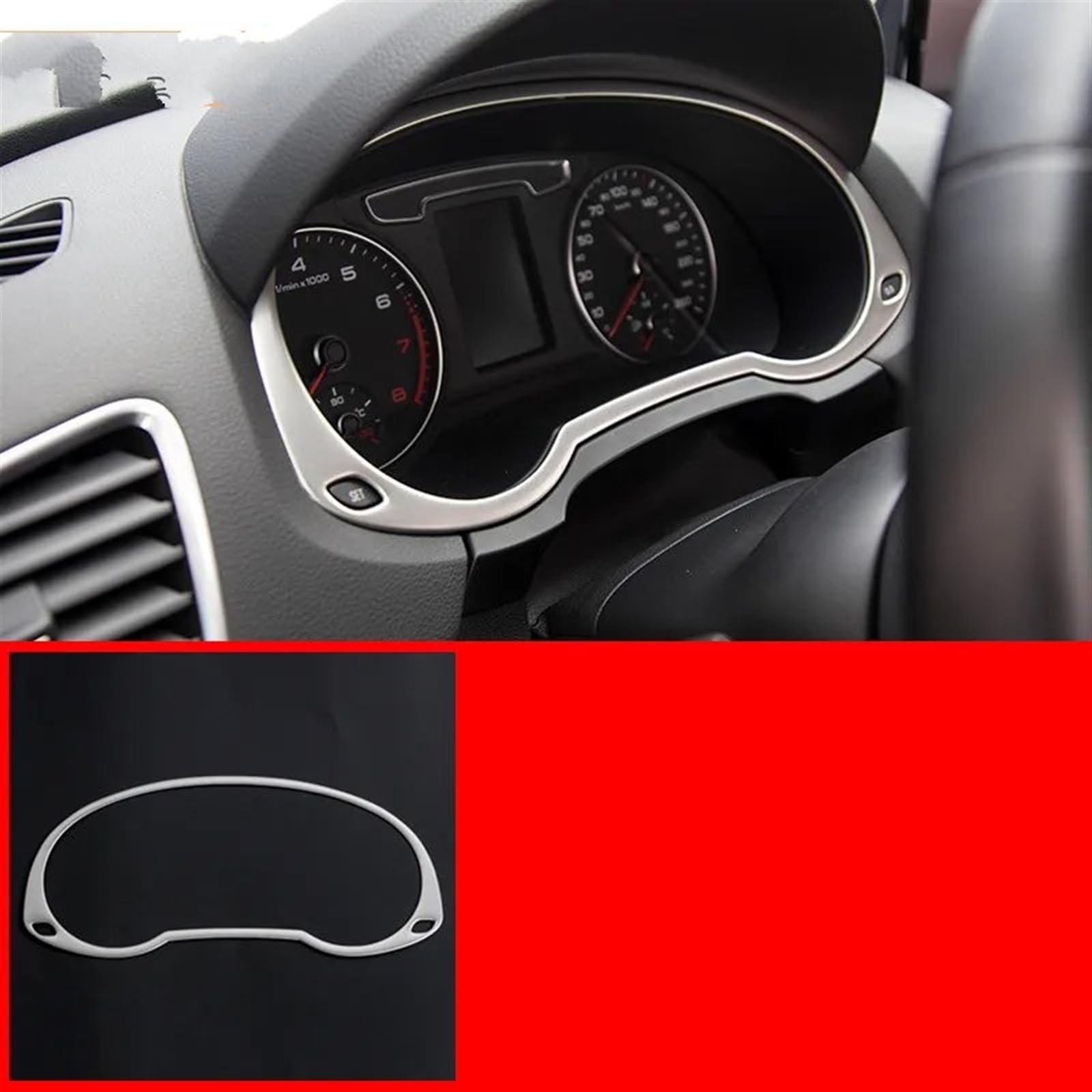 Automobilinnenraum Für Q3 2012 2013 2014 2015 2016 Zentrale CD Panel Abdeckung Trim Klimaanlage Outlet Rahmen Tür Armlehne Dekoration Streifen Auto Zubehör Innenverkleidung Mittelkonsole(Radiator fram von PUQWRIM