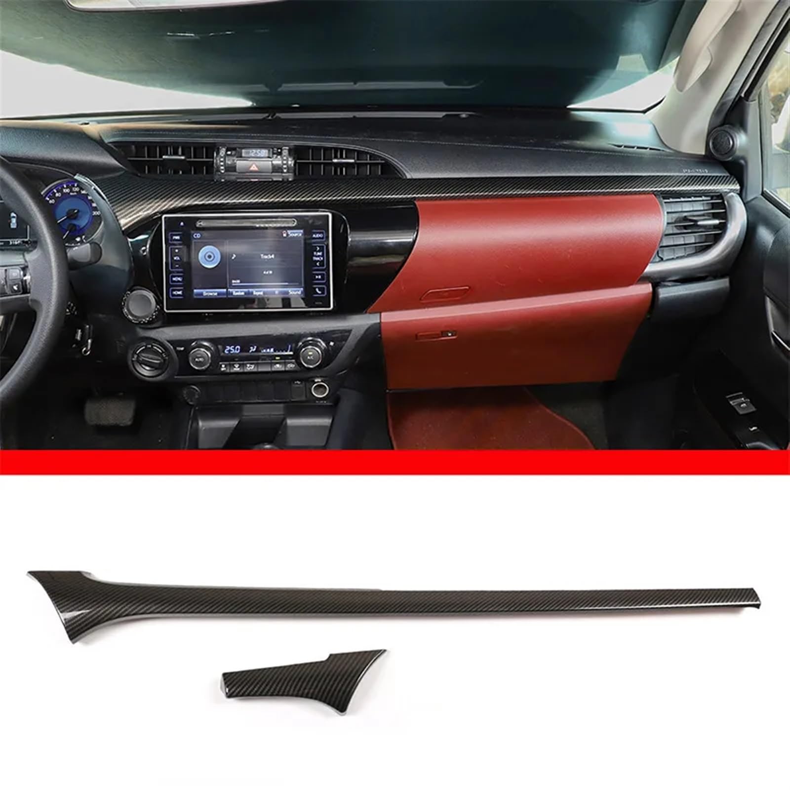 Automobilinnenraum Für Toyota Für Hilux 2015 2016 2017 2018 2019-2021 ABS Carbon Faser Auto Styling Auto Innen Außen Molding Trim Panel Abdeckung Aufkleber Auto Zubehör Innenverkleidung Mittelkonsole( von PUQWRIM