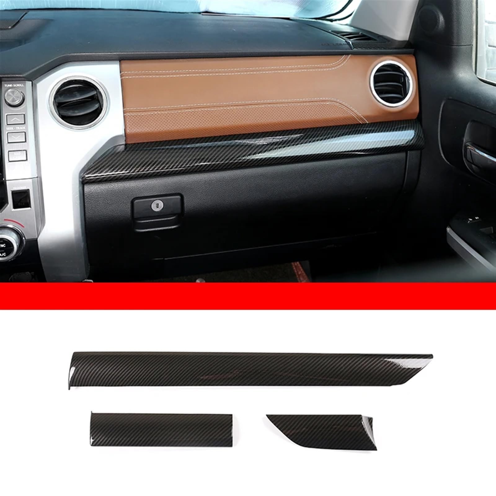 Automobilinnenraum Für Toyota Für Tundra 2014 2015 2016 2017-2021 Fensterheber Schalter Dashboard Trim Navigation Panel Rahmen Abdeckung ABS Carbon Faser Innenleisten Innenverkleidung Mittelkonsole(13 von PUQWRIM