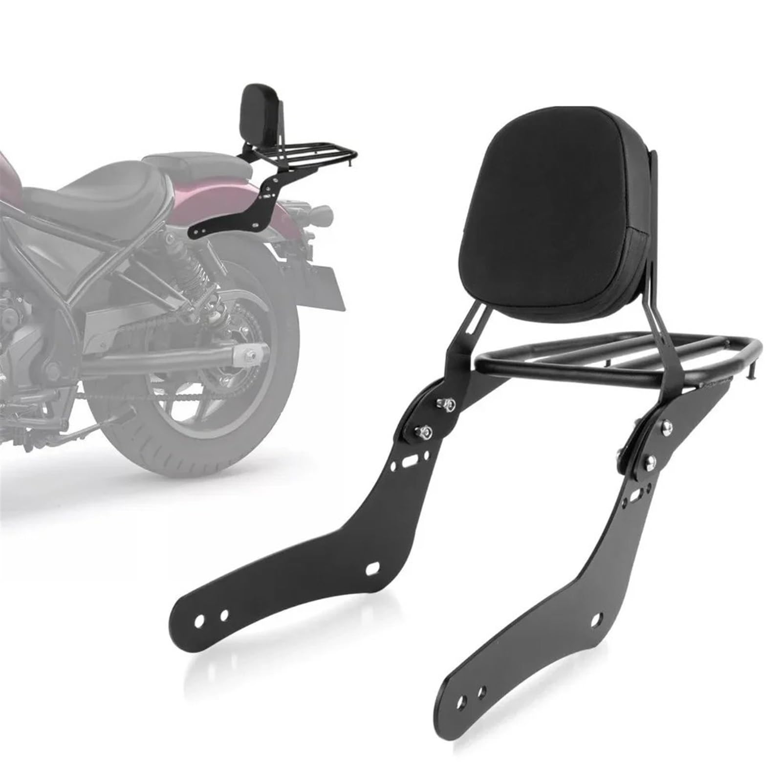 Gepäckträger Hinten Für Rebel Für CMX1100 2021 2022 2023 Motorradzubehör Abnehmbarer Beifahrersitz Hinten Sissy Bar Rückenlehne Mit Gepäckträger Gepäckträger Rücksitz Träger von PUQWRIM