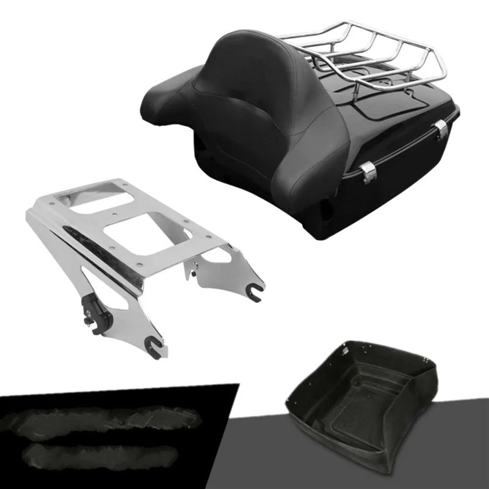 Gepäckträger Hinten Für Tour Für Pak Für Road Für Glide Für Electra Für Glide Für Road Für King 2009 2010 2011 2012 2013 Motorradpaket Kofferraumpolster Gepäckträger Gepäckträger Rücksitz Träger(NO 3) von PUQWRIM