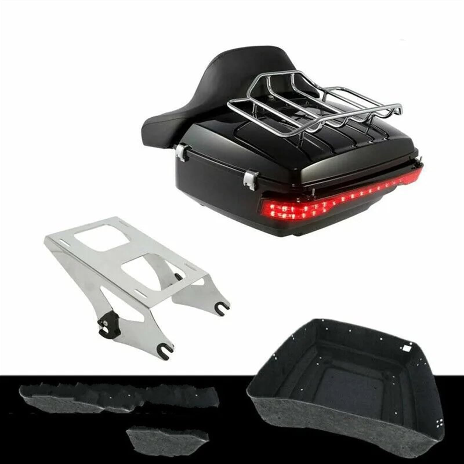 Gepäckträger Hinten Für Tour Pak Touring Electra Glide Road King 2014 2015 2016 2017 2018 2019 2020 2021 2022-2024 Motorrad Stamm Bremse Drehen Schwanz Licht Gepäck Rack Gepäckträger Rücksitz Träger(L von PUQWRIM