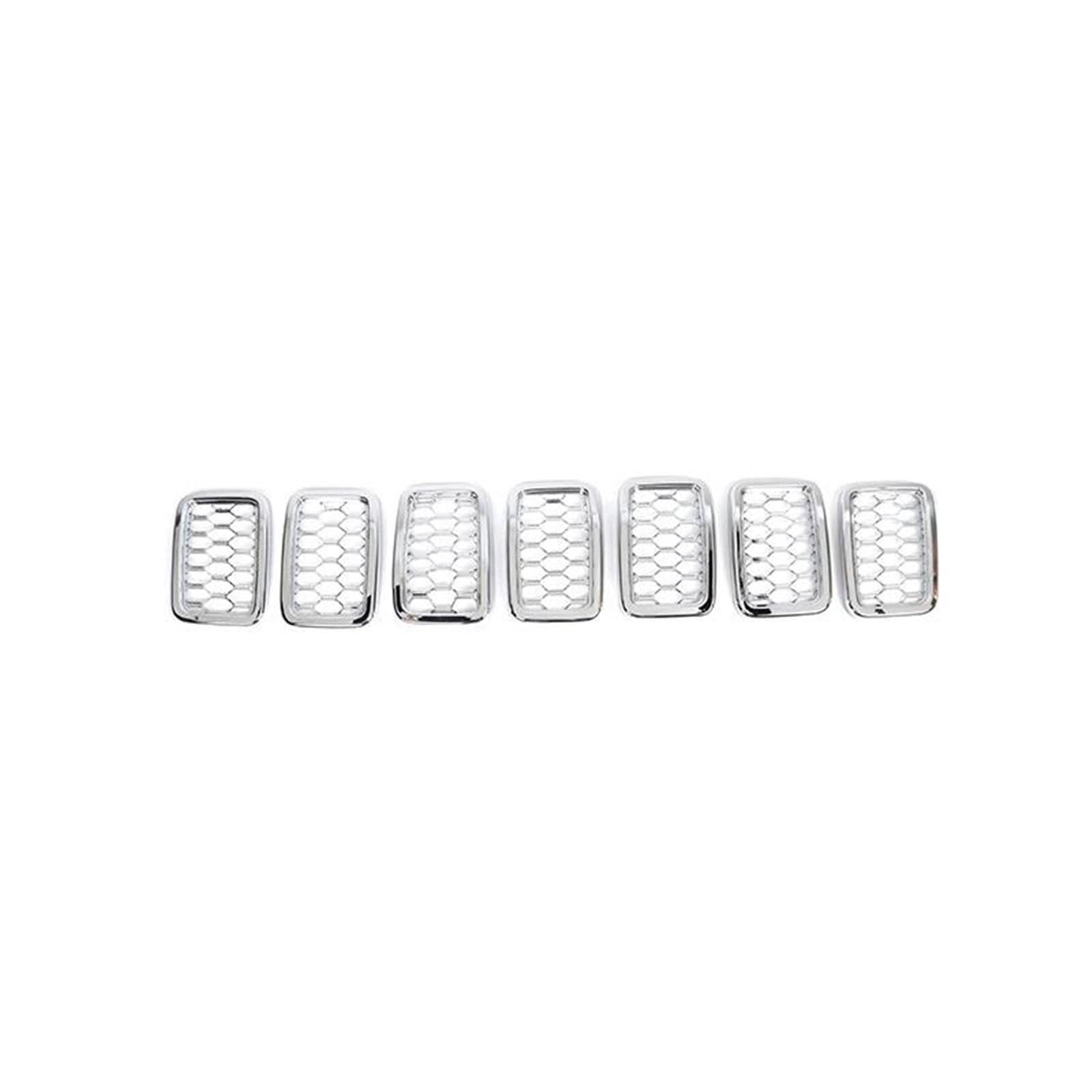 Kühlergitter Für Jeep Für Grand Für Cherokee 2017 2018 2019 2020 Auto Kühlergrill Abdeckung Dekoration Abdeckung Aufkleber Racing Grills Auto Front Gitter(C Chrome) von PUQWRIM