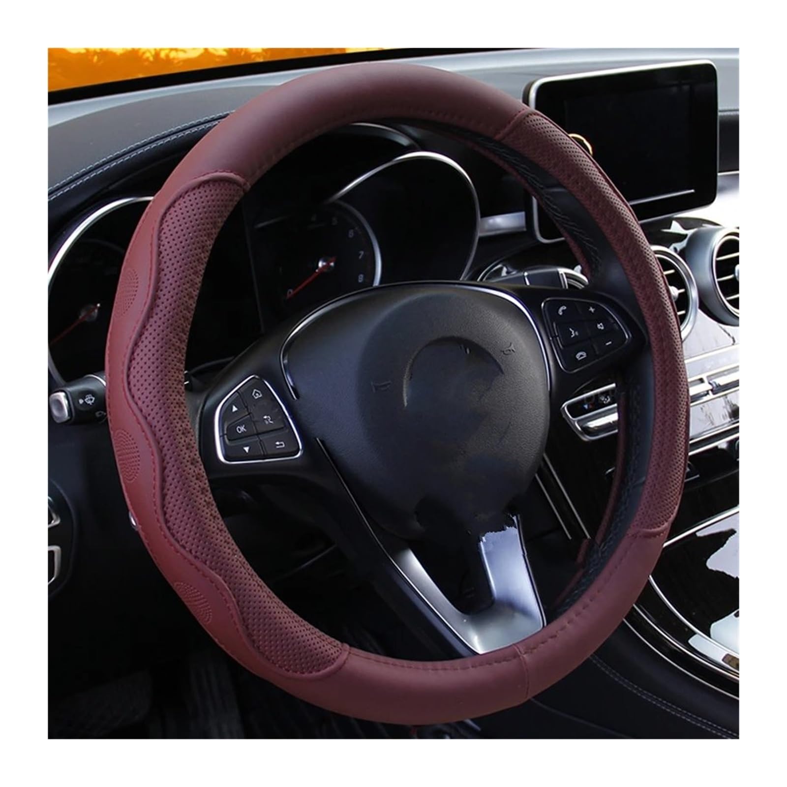 Lenkradhüllen 9 Farben Auto Lenkrad Abdeckung Universal Volant Geflecht Auf Die Lenkrad Nicht-Slip Funda Volante Auto Auto Styling Lenkradbezug Auto(Beige Wine) von PUQWRIM