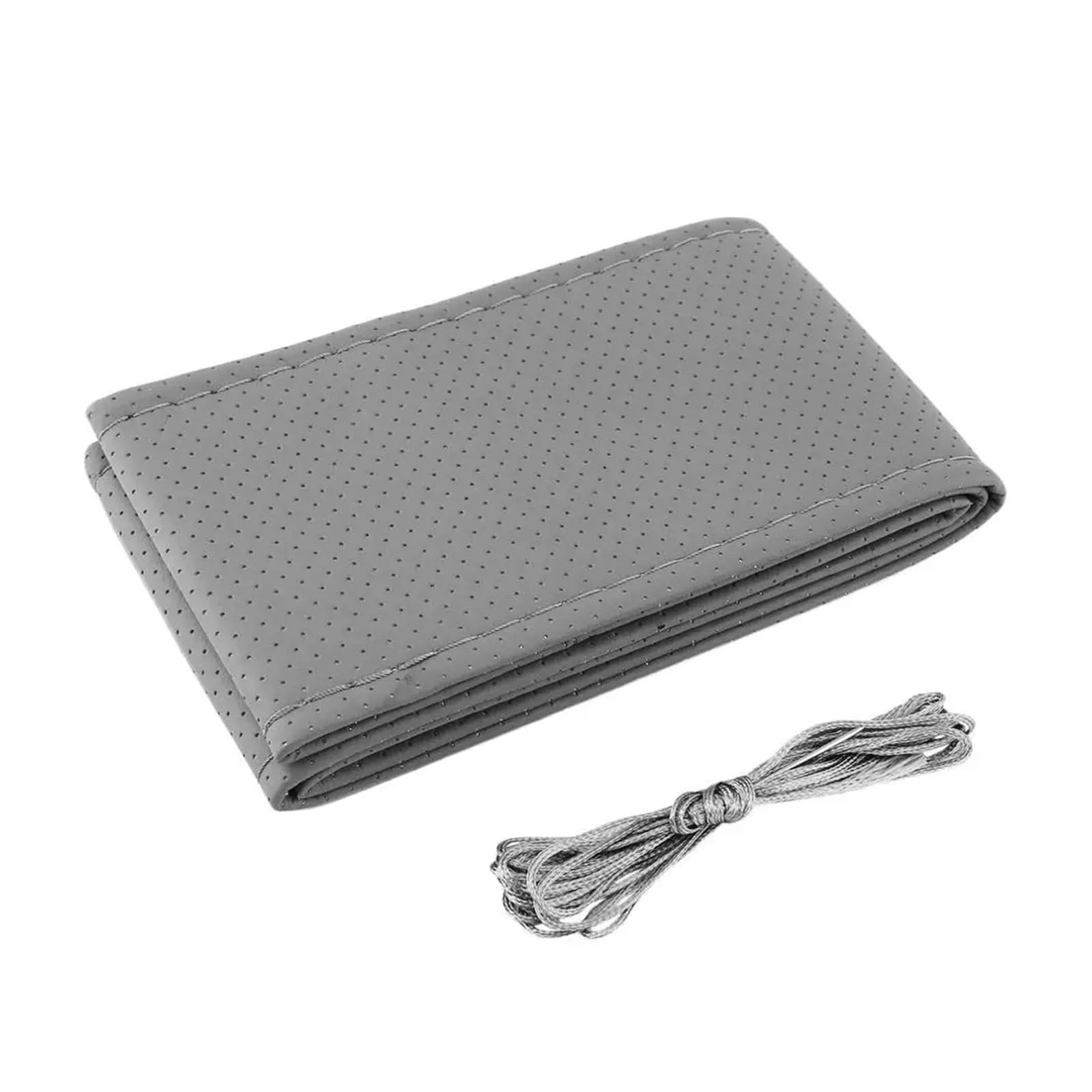 Lenkradhüllen Auto Lenkrad Gestrickte Abdeckung Nadel Faden Künstliche Leder Auto Abdeckung Set 4 Farben DIY Weiche Textur Auto Zubehör Lenkradbezug Auto(Gray Thread) von PUQWRIM