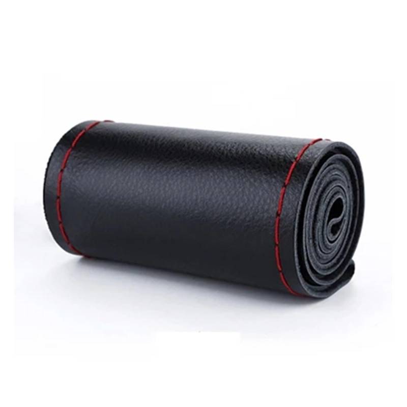 Lenkradhüllen DIY-Lenkradbezüge Aus Weichem Faserleder Universelles Geflecht Autolenkrad Mit Nadeln Und Faden Innenzubehör 38 cm (15 Zoll) Lenkradbezug Auto(Black Red Thread) von PUQWRIM