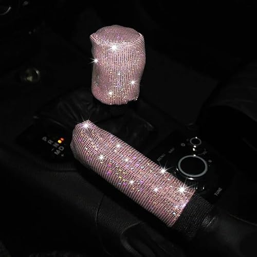 Lenkradhüllen Diamant Strass Auto Lenkrad Abdeckung 37/38 cm Auto Innen Zubehör Frauen Fall Auto Styling Vier Jahreszeiten Lenkradbezug Auto(Pink 2PCS) von PUQWRIM