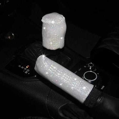 Lenkradhüllen Diamant Strass Auto Lenkrad Abdeckung 37/38 cm Auto Innen Zubehör Frauen Fall Auto Styling Vier Jahreszeiten Lenkradbezug Auto(White 2PCS) von PUQWRIM