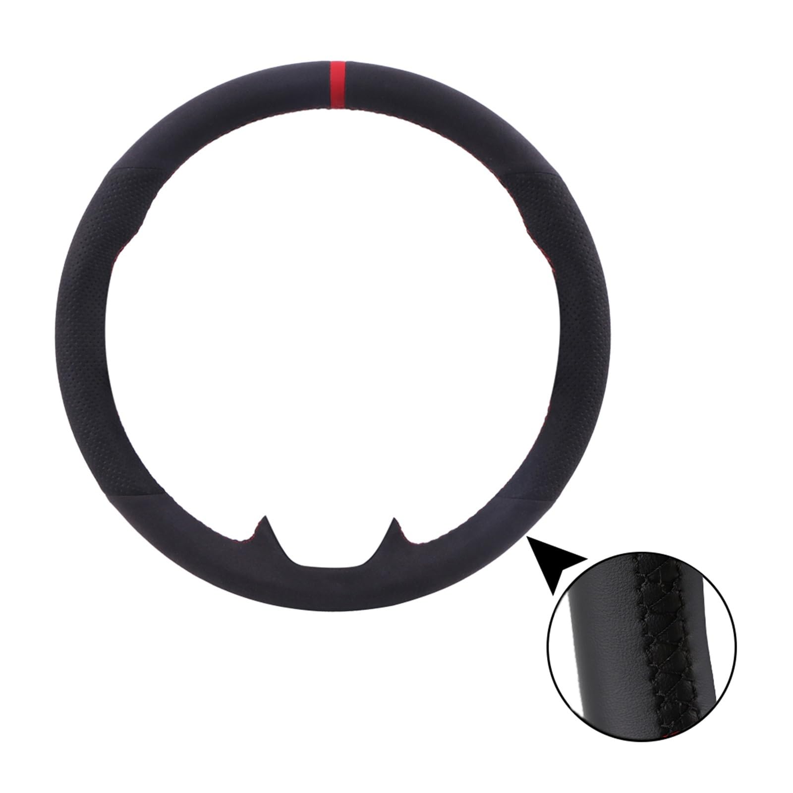 Lenkradhüllen Für Clio 3 Für Clio 3 RS Angepasst Auto Lenkrad Cove DIY Schwarz Wildleder Leder Geflecht Für Lenkrad Lenkradbezug Auto(Black Thread) von PUQWRIM