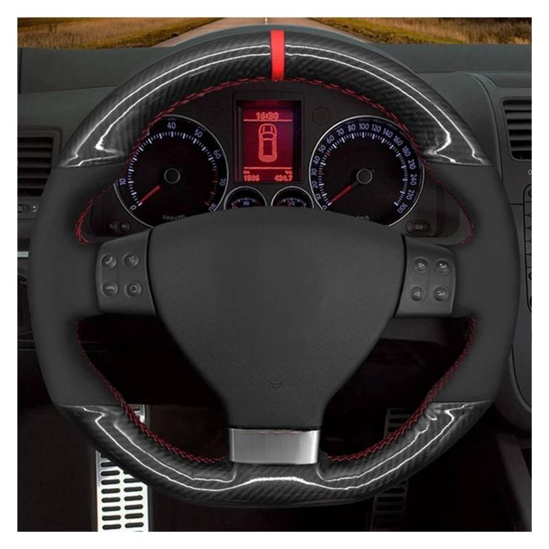 Lenkradhüllen Für Golf 5 Mk5 Für GTI Für VW Für Golf 5 R32 Für Passat R Für GT 2005 Auto Lenkrad Abdeckung Weiche Schwarz Carbon Faser Lenkradbezug Auto(Light Blue Thread) von PUQWRIM