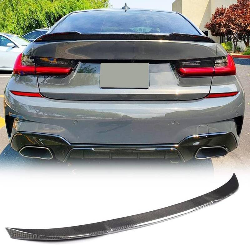 Auto Heckspoiler Heckflügel für B-MW 3 Series 318d 320d 330d Sedan 2019-2021, Heckflügel Spoiler Kohlefaser Kratzfeste Bodykits Heckflügel Spoiler Styling von PURED