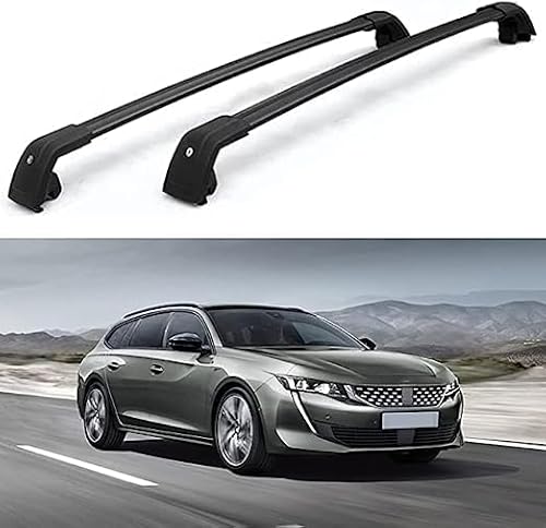 PURED 2 Stück Aluminium Relingträger Dachträger Dachgepäckträger für Peugeot 508 SW 2011-2022 2023 2024, Gepäcktransport Reisen Camping Crossbar Roof Racks,Black von PURED