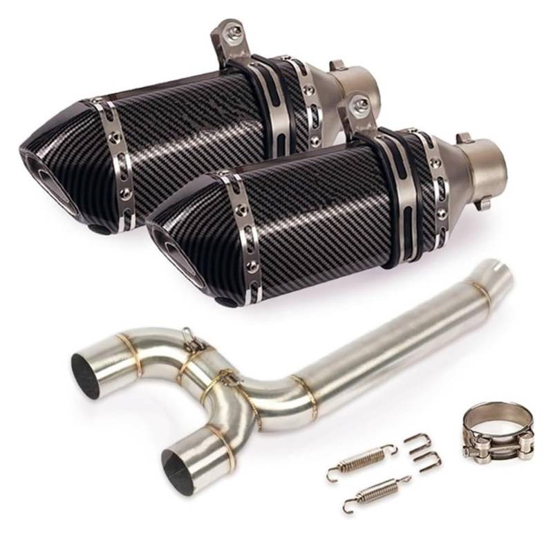 Auspuffrohr Für Y&amaha FZ6 FZ6N FZ6S 2004–2011 Motorrad-Abgasanlage Dual-Outlet-Rohr Mid Link Tube Slip On 51 Mm Schalldämpfer DB Killer Auspuffanlage Auspuff(14) von PVPTNTUVLD