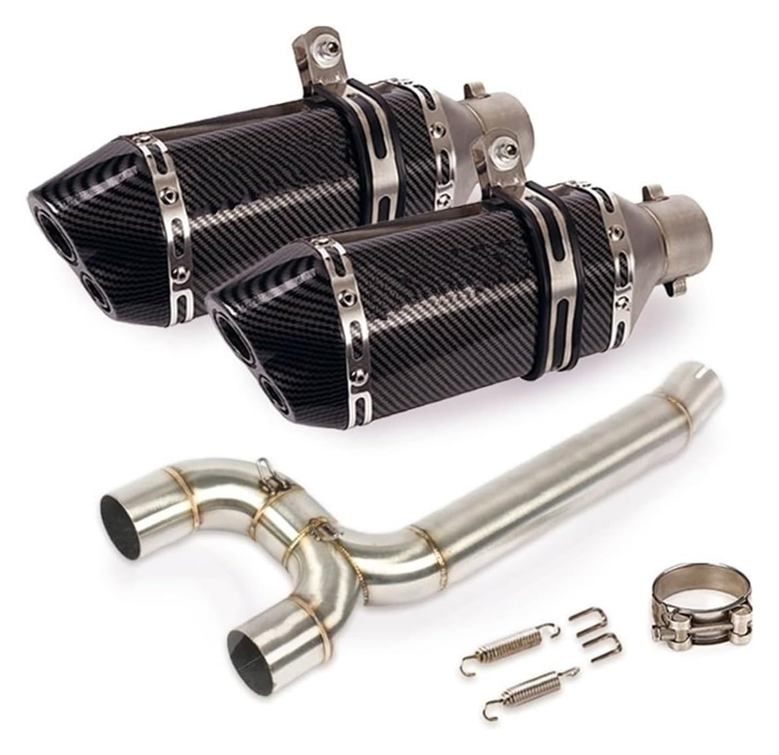 Auspuffrohr Für Y&amaha FZ6 FZ6N FZ6S Motorrad-Auspuffanlage Dual-Outlet-Rohr Mid Link Tube Slip On 51-mm-Schalldämpfer Abnehmbarer DB-Killer Auspuffanlage Auspuff(13) von PVPTNTUVLD