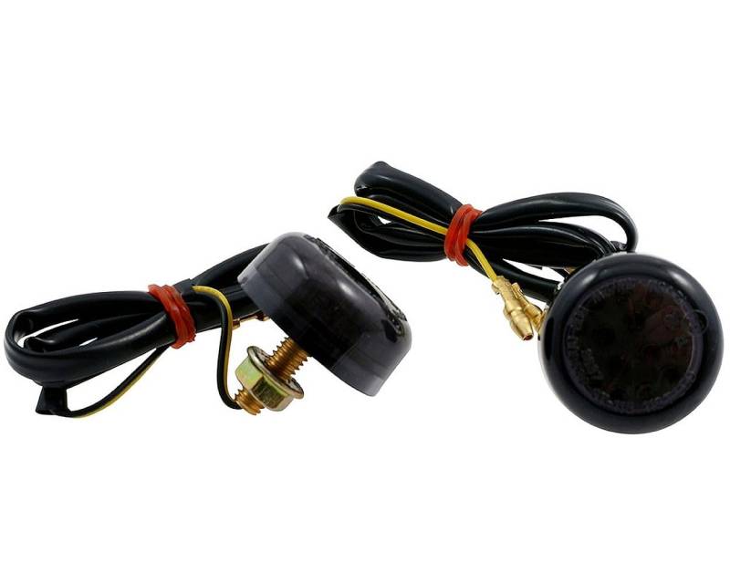 2x LED Micro Mini Blinker rund schwarz getönt Custom universal Roller Tuning von PW