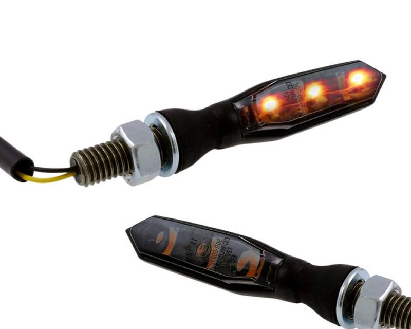 Blinker Paar Motorrad LED Highsider SONIC-X1, schwarzes Metall-Gehäuse, getönt von PW