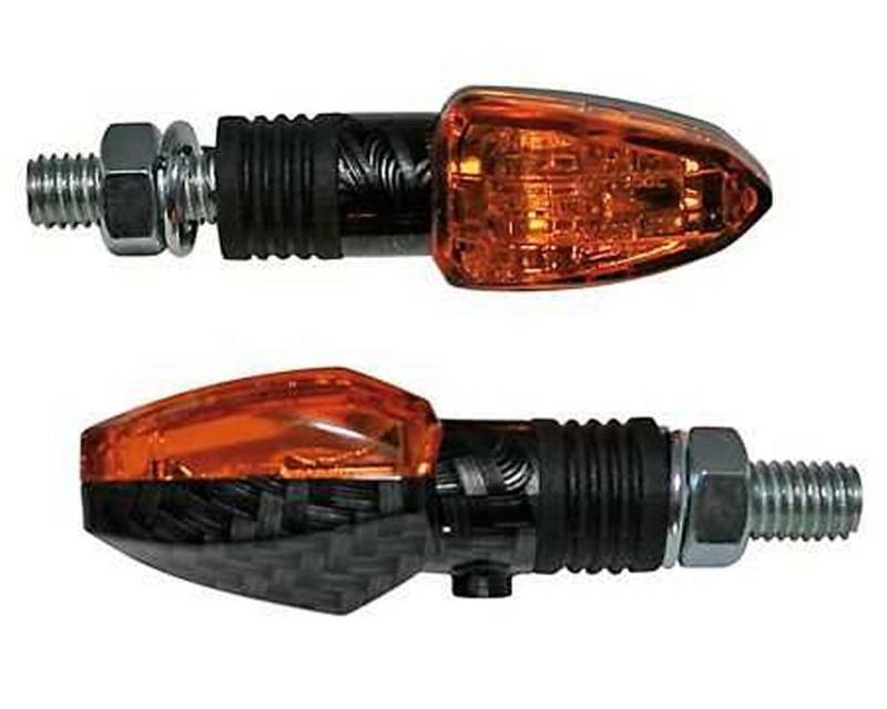 Blinker Lizzard Paar Halogen,Motorrad, Carbonlook, gelbes Glas, 12V/6W von PW