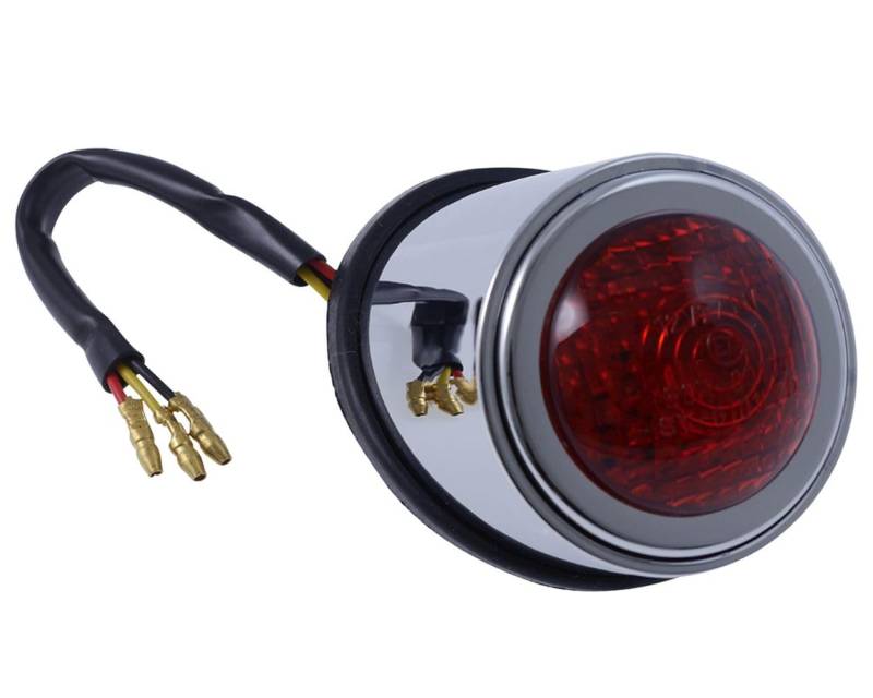 Rücklicht LED OLD SCHOOL TYP1, Motorrad, chrom, rotes Glas von PW