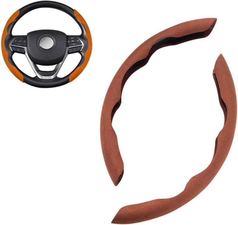 Auto-Lenkradabdeckung Auto 38cm Kohlefaser Auto Lenkradbezug komfortable Kartenabdeckung Auto Lenkradgriff Booster Schutzhülle(Brown) von PXAMORTEL