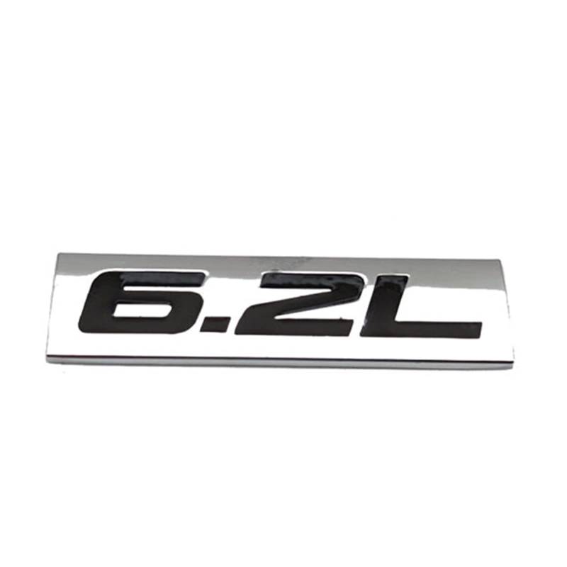 PXQPYMATX Auto Styling 6.2L Logo Emblem Metall Flügel Tür Abzeichen Kofferraum Aufkleber Aufkleber Zubehör Abzeichen Aufkleber(Silver With B) von PXQPYMATX