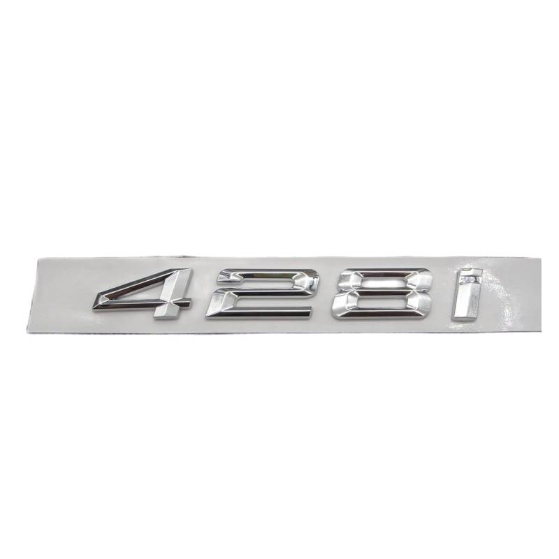 PXQPYMATX Chrom glänzendes Silber Abs Nummer Buchstaben Word Auto Trunk Abzeichen Emblem Brief Aufkleber Aufkleber Kompatibel for BMW 4. Serie 428i. Abzeichen Aufkleber von PXQPYMATX