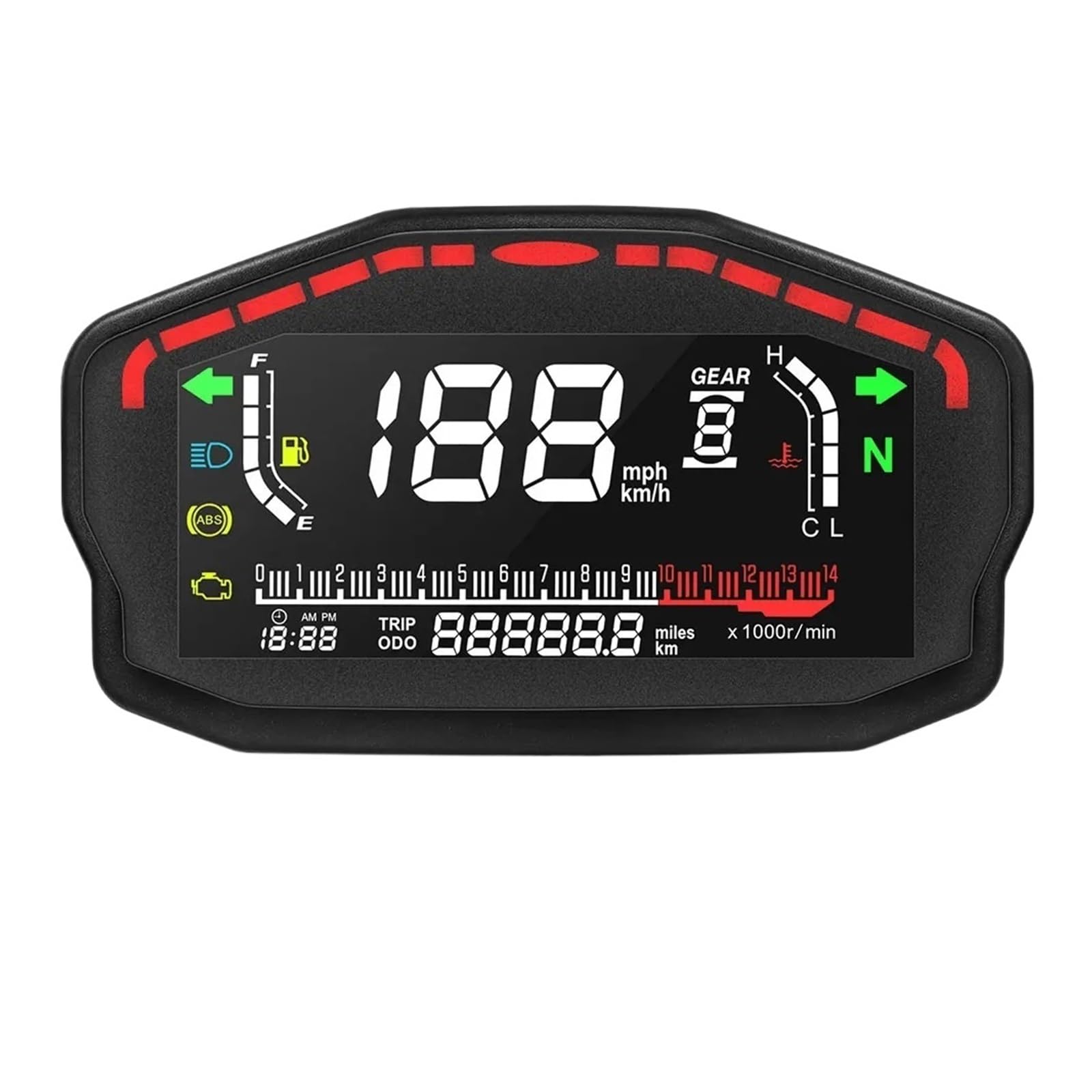 Kilometerzähler Tachometer 2024 Motorrad LCD Tachometer Digital Kilometerzähler Drehzahlmesser Multi-Funktion Geschwindigkeit Und Öl Ebene Anzeige FÜR Yam&aha von PZUBGUHT