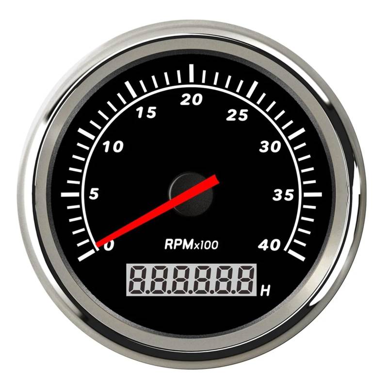 Kilometerzähler Tachometer 3K/4K/6K/7K/8K Drehzahlmesser Drehzahlmesser Für Diesel Benzin Auto Boot Gauge 9~32V Tacometro Digitale Drehzahl Passend Für Yam&aha von PZUBGUHT