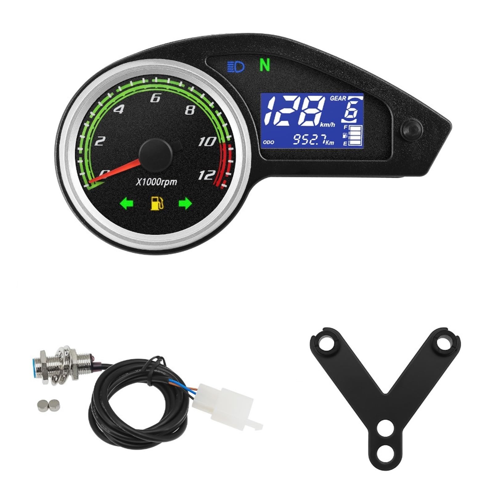 Kilometerzähler Tachometer LCD Digital Motorrad Instrument LCD -Computer-geschwindigkeitsmesser-grüne Meter Tachometer Moto Dashboard Für Hon&da Offroad XR150 GY200 12V von PZUBGUHT